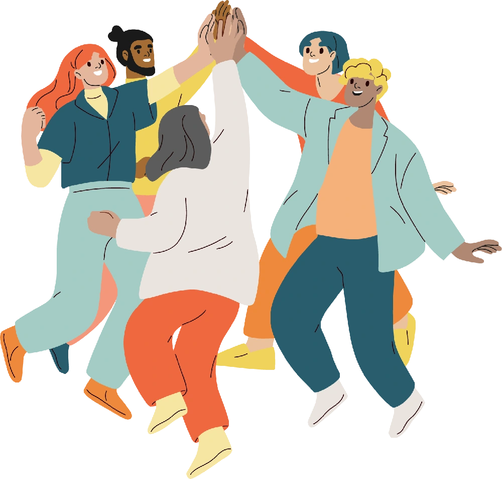 illustration of group high-fiving