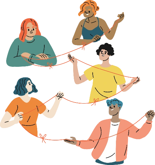 illustration of group with string